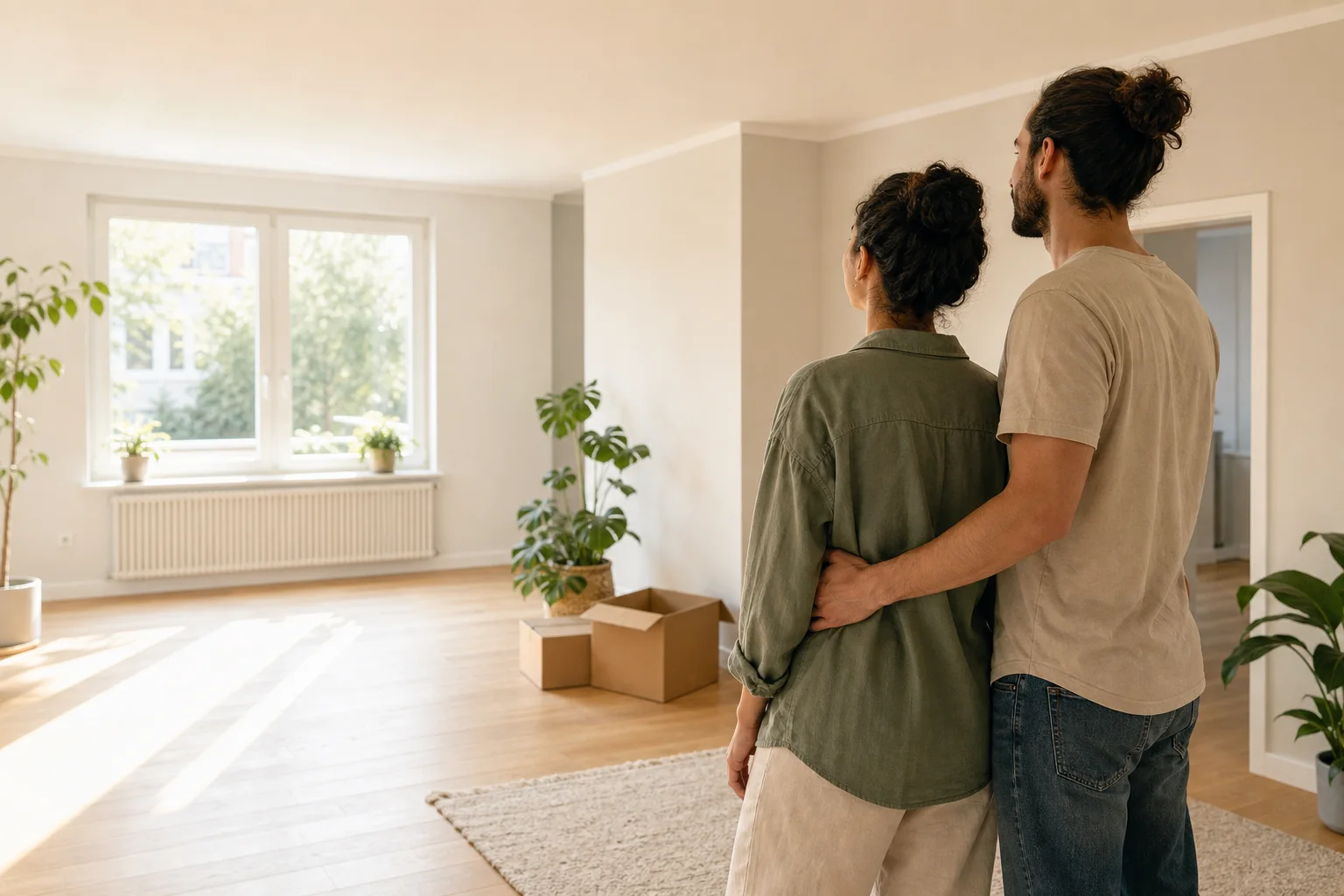 Ein Paar plant sein gemeinsames Leben in einem neuen Zuhause